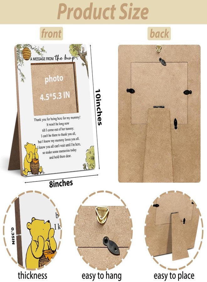 Hatzelou Winnie Baby Shower Sign Picture Frame, A Message From The Bump Sonogram Picture Frame, Cute Bear Decor Baby Shower Gender Reveal, Pregnancy Milestone Keepsake 4.3 * 5.3 IN Photos - Image 2